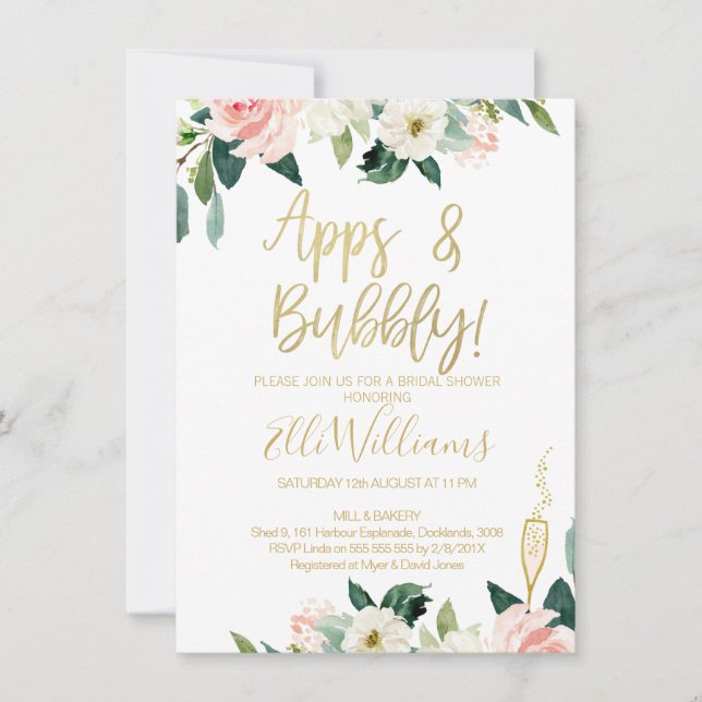 Aplicaciones florales e invitaciones a la ducha de (Anverso)