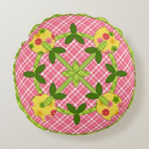 Aplilabros Almohada redonda de tulipanes rosados y