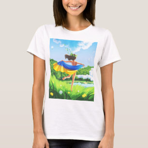 Apoyar la bandera ucraniana de camiseta paisajista