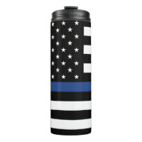Apoye el vaso termal azul