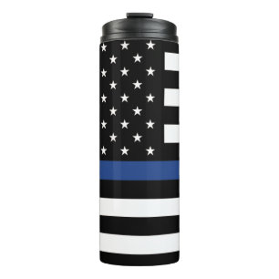 Apoye el vaso termal azul