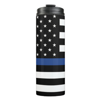 Apoye el vaso termal azul