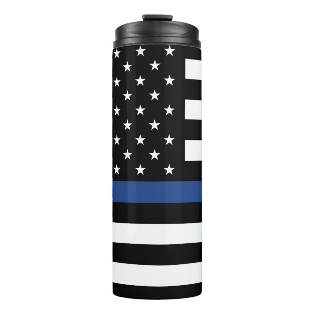 Apoye el vaso termal azul (Anverso)