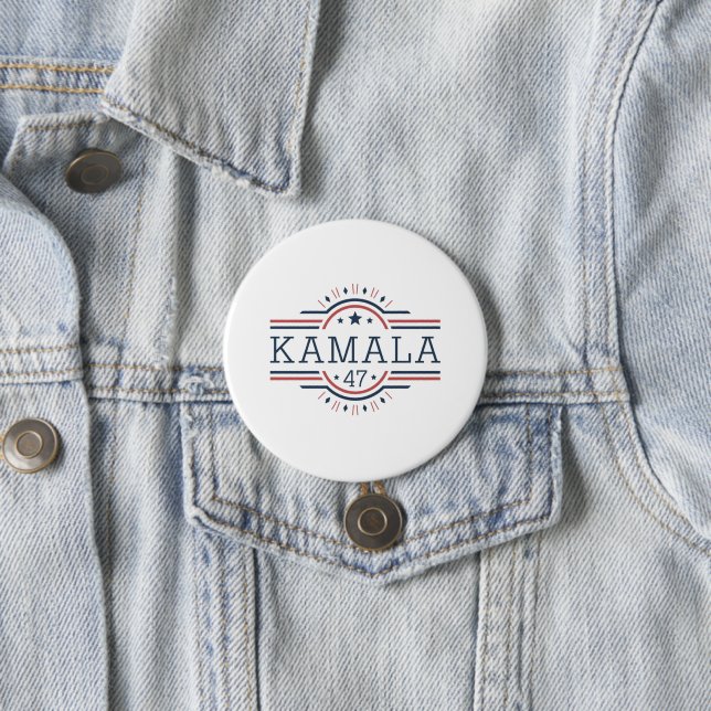 Apoyo con un botón de campaña de Kamala Harris (In situ)