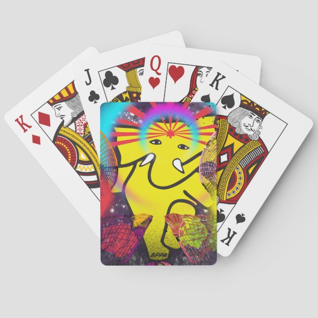 Appa, elefante bailarín jugando cartas (Reverso)