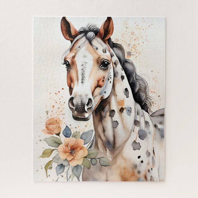 Appaloosa Hípica acuarela rompecabezas (Vertical)