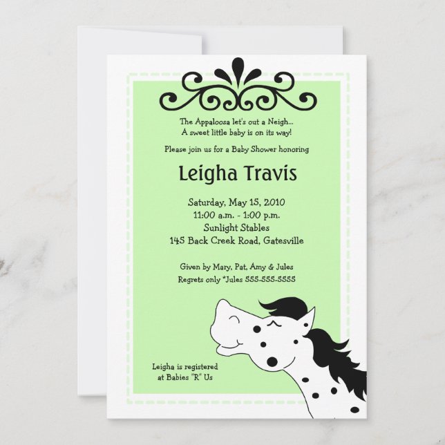 Appaloosa Horse Neutral 5x7 Invitación Baby Shower (Anverso)