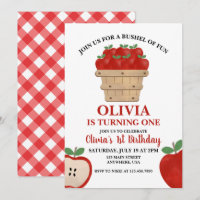 Apple Bushel de divertida invitación a cumpleaños