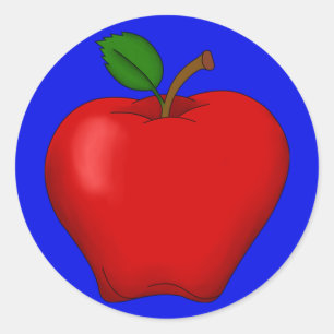Apple con Pegatina redondo de fondo azul