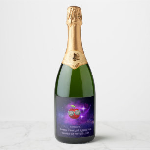 Apple en etiqueta de vino espumoso de la galaxia d