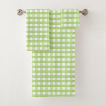 Apple Green y White Gingham Check
