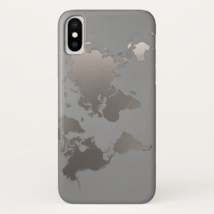 Apple iPhone X Funda World Map Business Travel Gre