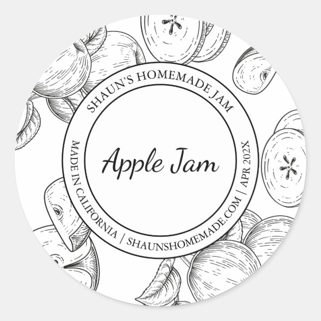 Apple Jam Sketch Etiqueta moderna (Anverso)