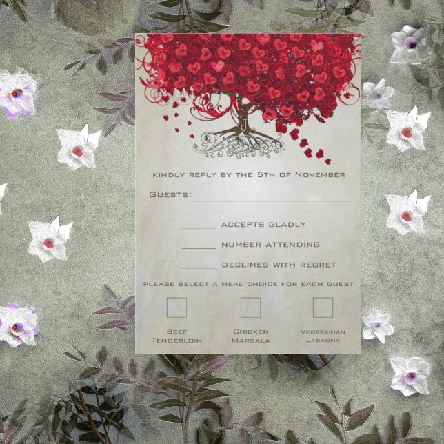Apple Red Heart Leaf Wedding RSVP (Subido por el creador)