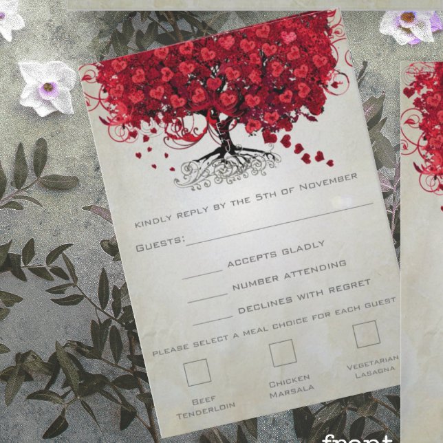 Apple Red Heart Leaf Wedding RSVP (Subido por el creador)