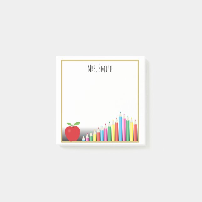 Apple rojo coloreado dibujó a lápiz una nota del (Anverso)