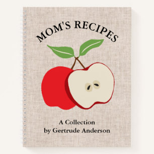 Apple Rustic Faux Burlap libro de recetas de mamá