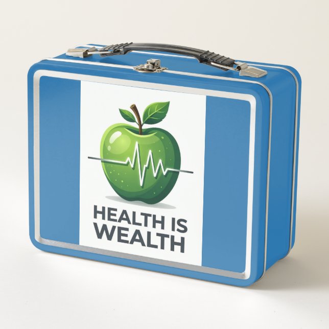 Apple with Heartbeat Pulse and Health is Wealth (Anverso)
