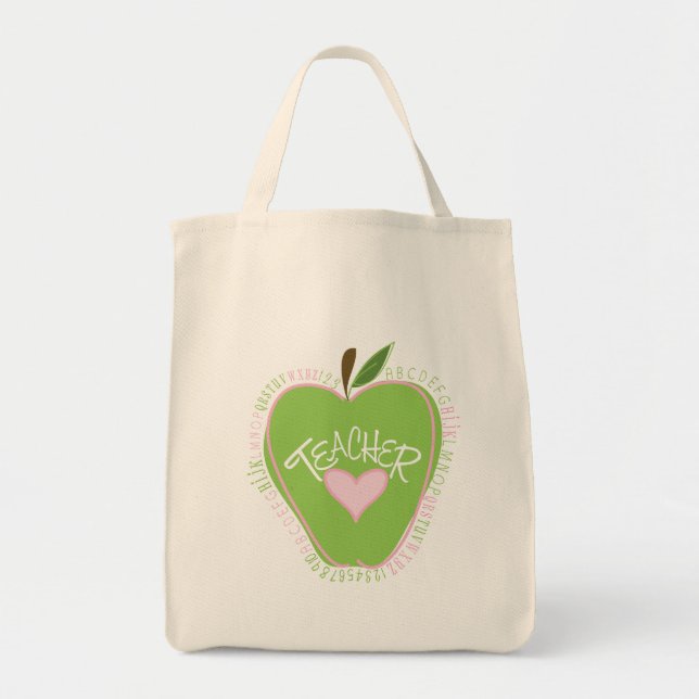 Apple y bolso verdes del profesor del alfabeto del (Frente)