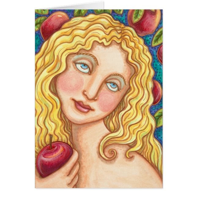 APPLE Y EVE FOLK ART GREETING NOTE CARD Blank (Frente)