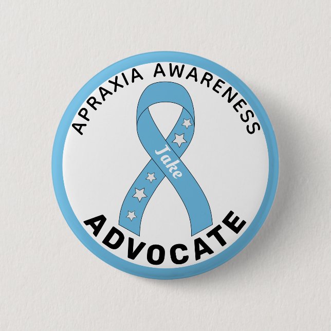 Apraxia Awareness Advocate Ribbon Botón Blanco (Anverso)
