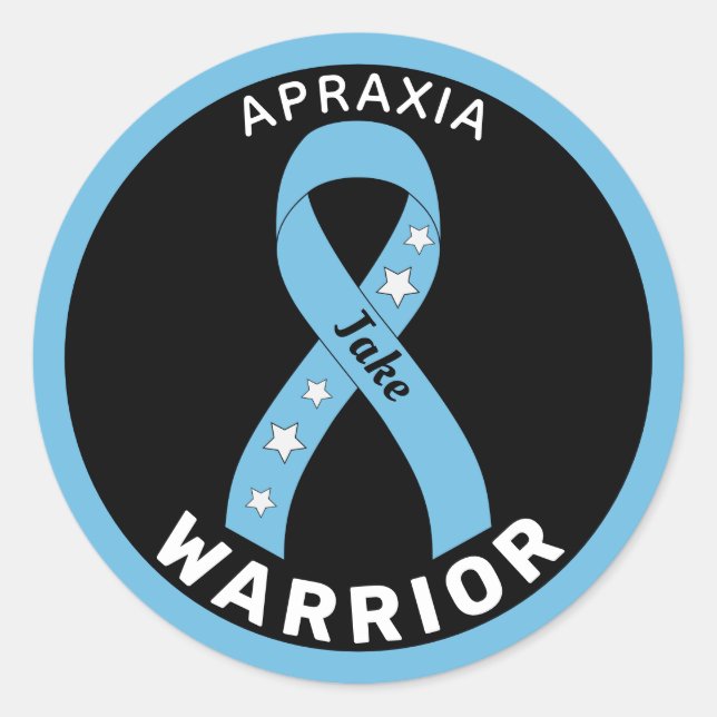 Apraxia Warrior Ribbon Black Round Pegatina (Anverso)