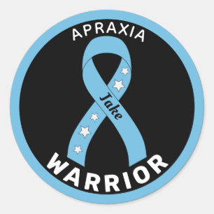 Apraxia Warrior Ribbon Black Round Pegatina