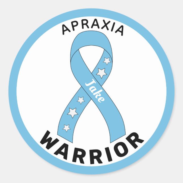 Apraxia Warrior Ribbon Pegatina de Ronda Blanca (Anverso)