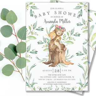 Apreciable Baby Bear y Mamá Invitación a Baby Show