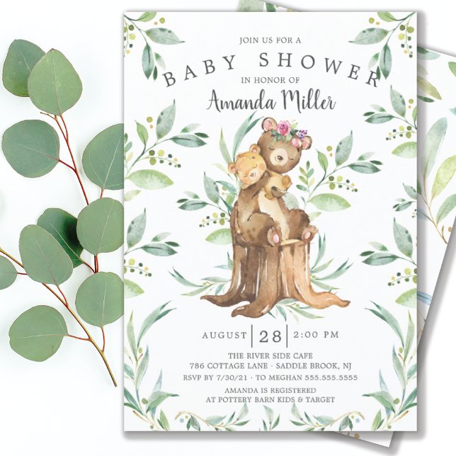 Apreciable Baby Bear y Mamá Invitación a Baby Show (Subido por el creador)