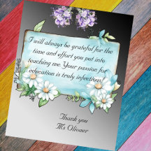 Apreciación del profesor Tarjeta de agradecimiento