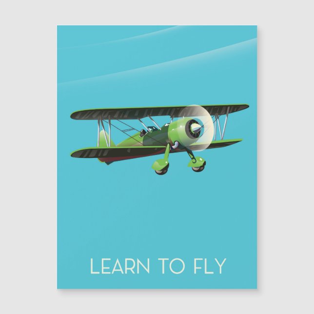 Aprende a volar cartel vintage de avión (Anverso)