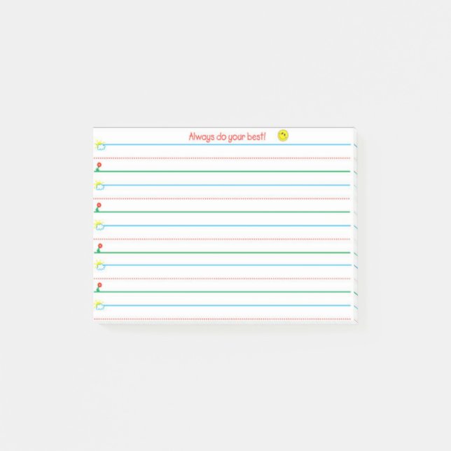 Aprender a escribir una nota posterior (Anverso)