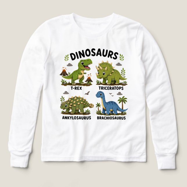 Aprendizaje de especies de dinosaurios para niños (Diseño frontal)