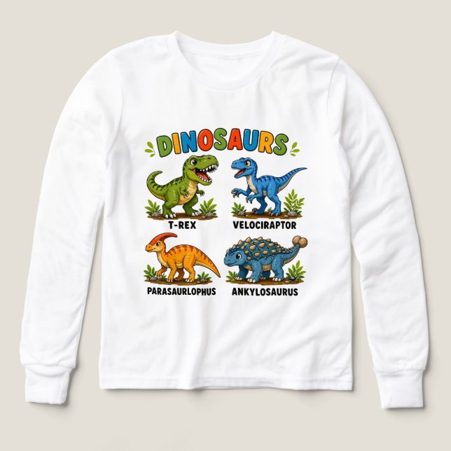 Aprendizaje de especies de dinosaurios para niños (Diseño frontal)