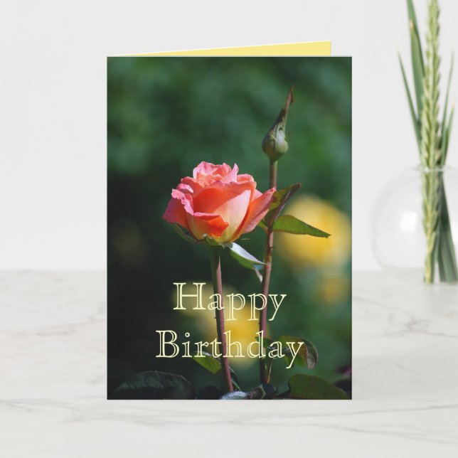 Apricot feliz cumpleaños y tarjeta rosa amarilla (Anverso)