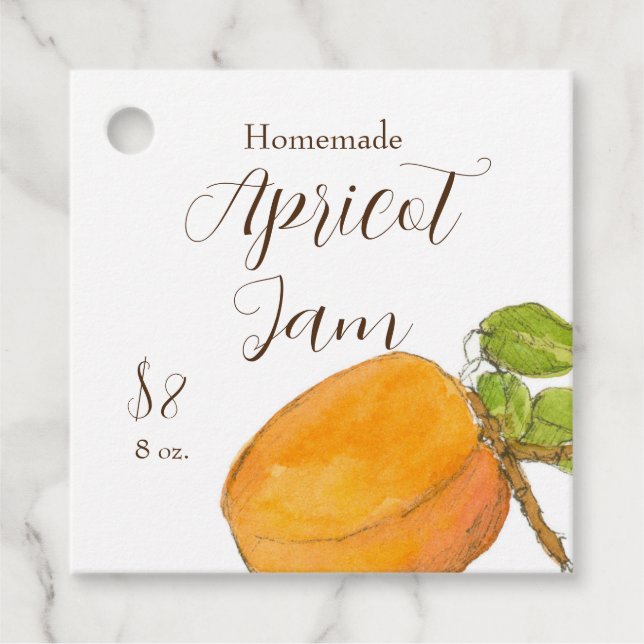 Apricot Jam Homemade Canning Jar Hang Etiqueta (Anverso)