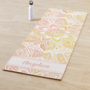Apricot Mandala Yoga Mat con nombre personalizado