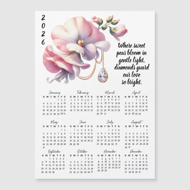 April Birth Flower & Stone Calendar (Anverso)