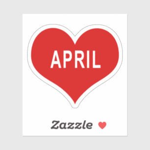 APRIL Red Love Heart Vinyl Pegatina