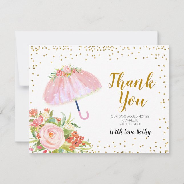 April Showers Bring May Flowers Tarjeta de agradec (Anverso)