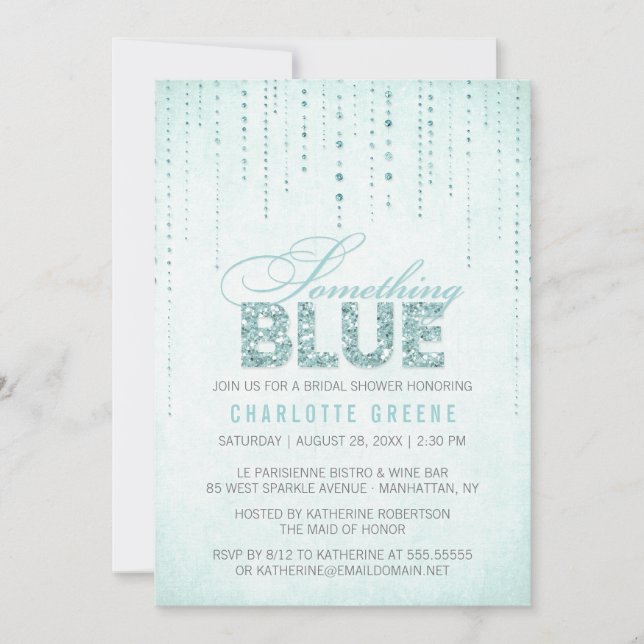 Aqua Algo Azul Bridal Ducha Invitación (Anverso)