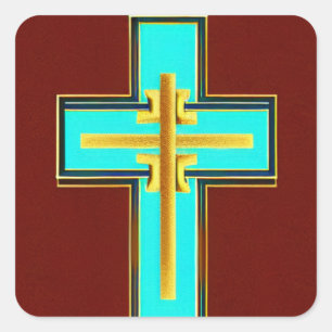 Aqua Asian Style Cross Pegatina
