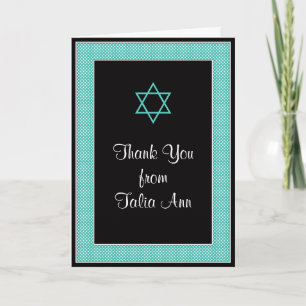 Aqua Black Mini Lunares Bat Mitzvah Agradecimiento