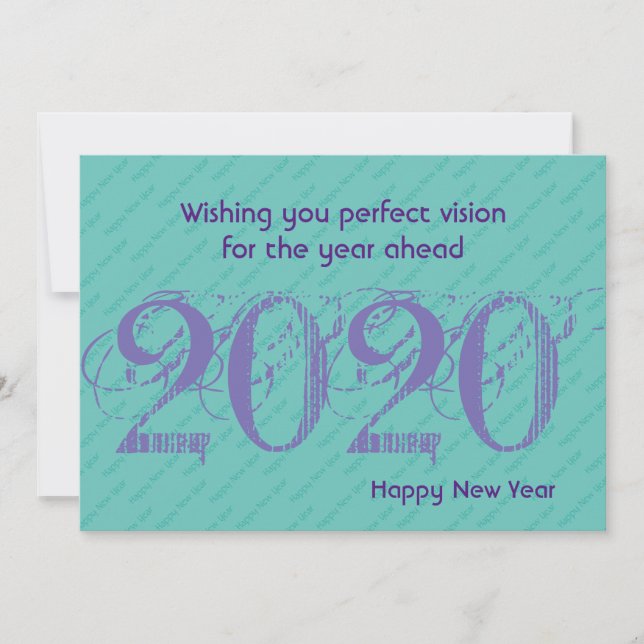 AQUA BLUE 20:20 Vision Tarjeta de Año Nuevo Feliz (Anverso)