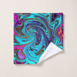 Aqua Blue and Black Groovy Resumen de arte retro