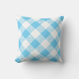 Aqua Blue and White Gingham en una almohada