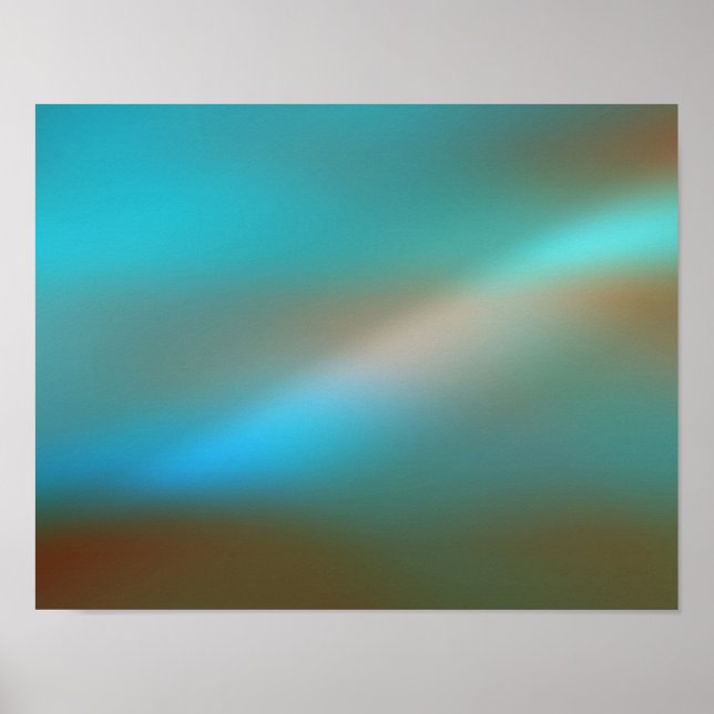 Aqua Blue & Brown Glow #1 Poster de arte abstracto (Frente)