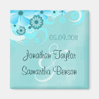 Aqua Blue Floral Verde azulada Salvar Los imanes D