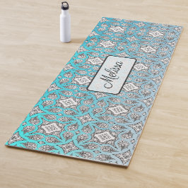 Aqua Blue Mandala Yoga Mat personalizado